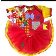 Body, bebê menina romper infantil,  mesversario, temático Vestido festa junina Caipira + saia de tule + laço