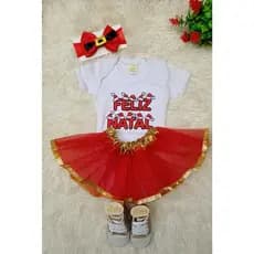 Kit de Roupa de Bebê Natal Body Temático Mesversario Menina e menino