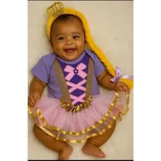 Body Bebê infantil menina  mesversario temático fantasia menina Princesa Rapunzel Lilas