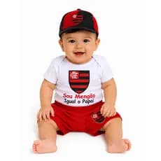 Body Bebê Infantil Time Vermelho e Preto  carioca FRASE  fantasia futebol Menino e Menina