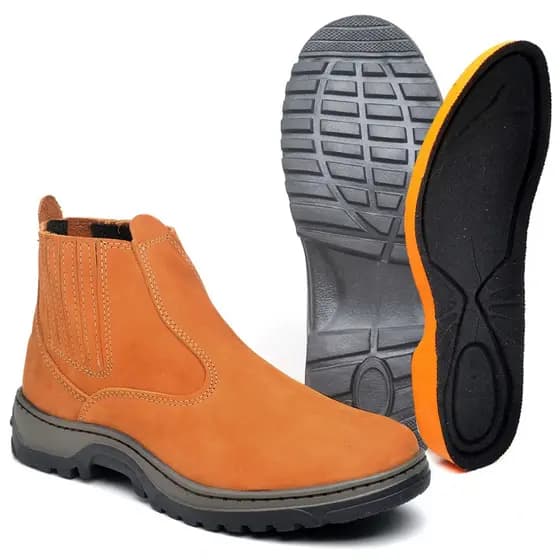 Bota Botina Masculina Palmilha De Gel Em Couro Legitimo