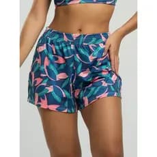 Short Curto Feminino Estampado Tecido Proteção Uv 50+