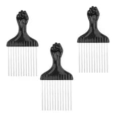 03 Pentes Garfo Dentes De Metal Afro Black Power