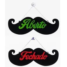 Bigode Aberto Fechado Placa Barberaria Placa Indicativa