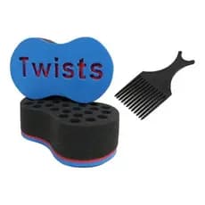 01 Esponja Twist Nudread De Enrolar Cabelo + 01 Pente Garfo