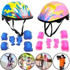 KIT PROTEÇÃO INFANTIL COM CAPACETE BIKE PATINS SKATE BICICLETA PATINETE AZUL ROSA