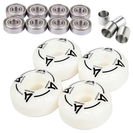 Roda Skate Arte de Rua Street 53mm Kit com Rolamento Abec 7 E Espaçador