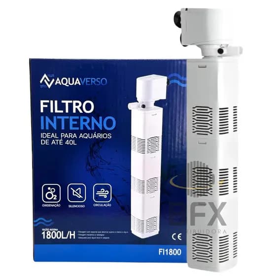 Bomba Submersa com Filtro Interno 1800l/h 3 Estágios Oxigenio Aquaverso Aquários de até 200 Litros