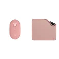 KIT MOUSE LOGITECH M350S SEM FIO BLUETOOTH ROSA + MOUSE PAD STUDIO SERIES ROSA