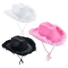 Chapéu Plumas Cowboy Com Penas Masculino Feminino Ana Castela Boiadeira Fantasia Carnaval Cosplay