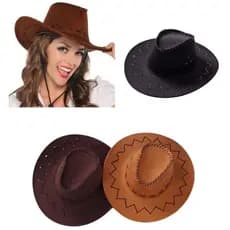 Chapéu de Cowboy Country Camurça Rústico Adulto Boiadeira Vaqueira Vaqueiro Fantasia Festas Cosplay Ana Castela
