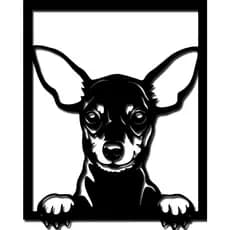 3 Quadros Decorativo Dog Pinscher MDF 3mm Preto  30x24cm