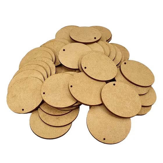50 Bolachas 4 Cm 1 Furo Mdf Crú Círculo Aplique bolacha