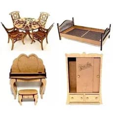 4 mini moveis para Barbie 1:6 para montar em mdf