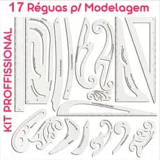 Réguas Corte Costura Francesa Decotes Alfaiate - Kit com 17 Pçs MDF Branco