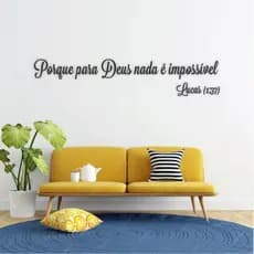 Frase Porque Para Deus nada é impossível 2,75 METROS em MDF Quadro Decorativo Religioso