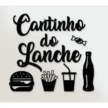 Cantinho do Lanche 50x45 cm Aplique MDF 3mm, Quadro vazado cozinha Minimalista Decorativo Decoração