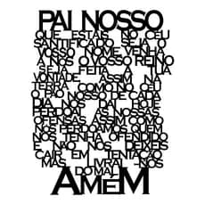Quadro Pai Nosso mdf preto decoração parede sala