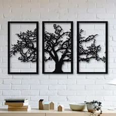 Quadro Decorativo Árvore da Vida MDF Vazado de 3mm Preto Fosco