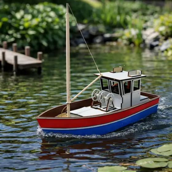 Barquinho De Pesca Para Montar 33 Cm Kit Cortado A Laser traineira Sabiá Nauticurso