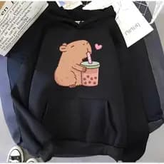 Moletom Feminino  Capivara  Flanelado Canguru Capuz Estampadoo Algodã
