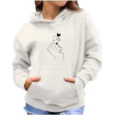 Moletom Dorama Feminino Com Estampa Flanelado Capuz Bolso Casual Inverno Algodão