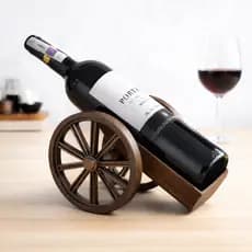 Suporte para Garrafa de Vinho Vintage | Porta Vinho Decorativo Rústico Elegante | Estilo Roda Antiga