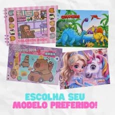Caderno Infantil Colorir 48 Folhas Espiral Capa Dura Papel Desenhos Educativos Papel Resistente