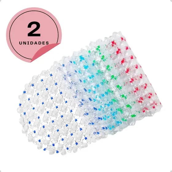 Kit 2 Tapetes Antiderrapantes Box Banheiro Transparente PVC Segurança Antiderrapante Limpeza Lavável