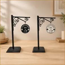 Placa CANTINHO DO CAFÉ com Base Impressão 3D Decorativa Cozinha 29cm