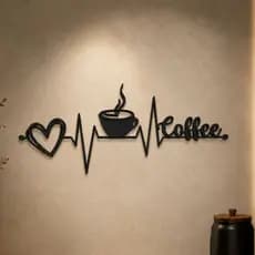 QUADRO DECORATIVO FREQUÊNCIA CARDÍACA PALAVRA COFFEE