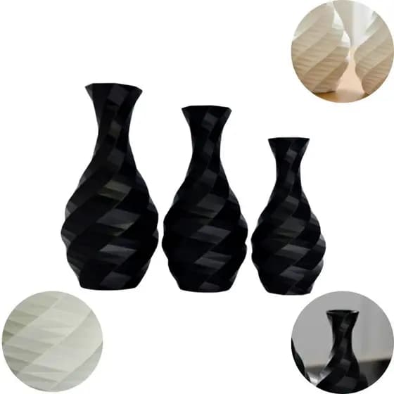 Kit 2 Vasos Decorativos Low Poly Impressão 3D Moderno e Versátil