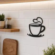 Xícara Decorativa Café Preto Parede Cantinho Do Café
