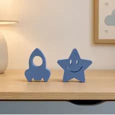 Kit Decoração Estrela e Foguete Adorno Quarto Bebê Criança Impressão 3D