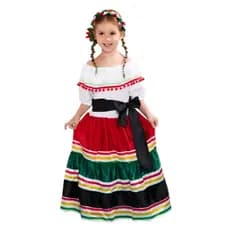 Vestido Fantasia Mexicana Infantil Bordado Flores Menina Carnaval Festa México