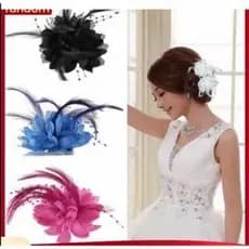 Prendedor de Cabelo Flores Enfeitadas com Pena Acessório de cabelo Broche Presilha Carnaval Havaiana Festa Fantasia