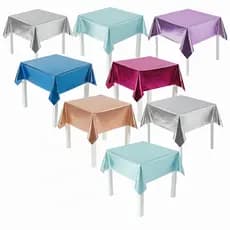 kit Toalha de Mesa Retangular Metalizada Aniversários Eventos Mesa de Doces  Buffet