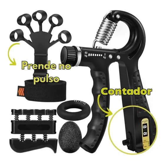 Kit Hand Grip Fortalecedor de Mãos Punhos e Antebraço para Treino Academia Fitness Fisioterapia