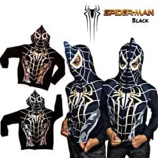blusa de moletom infantil capuz com máscara do homem aranha preto