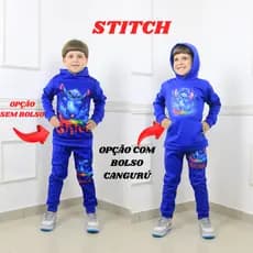 Conjunto Moletom Infantil Menino Personagem Stitch com Envio imediato