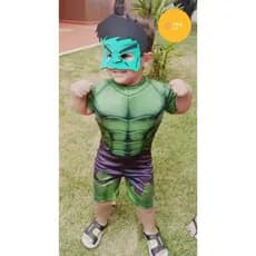 Fantasia Infantil Hulk dos Vingadores/Avengers - Curto com Músculos