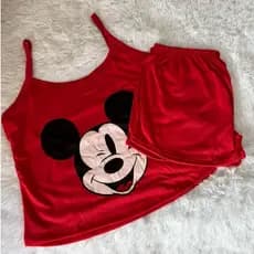 Pijama Curto Short Doll Personagem Variado Desenho Estampado