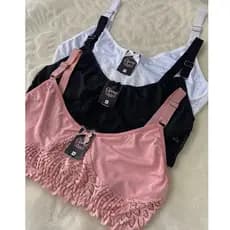 Kit 3 Sutia Sem Bojo Renda Alça Larga Conforto Charme Soutien