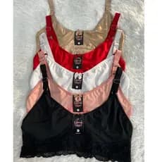Kit 5 Sutiã Sem Bojo Alça Larga Conforto Com Renda Charme Soutien