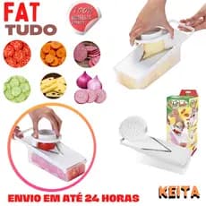 Fatiador Fat Tudo Keita - Corta Em 2 Tamanhos - Regulador De Espessuras -protetor Com Dentes - Recipiente Coletor - Prático E Seguro