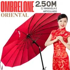 OMBRELONE ORIENTAL 16 HASTES C/ MANIVELA ARTICULADO 2.50M ALUMÍNIO, CAPA EM TECIDO POLIÉSTER UV 60%