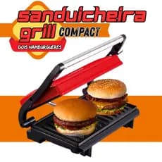 GRILL E SANDUICHEIRA ARNO COMPACT UNO PRETA OU VERMELHA 760W ANTIADERENTE COM LUZ INDICADORA