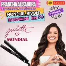 PRANCHA ALISADORA TOURMALINE CERÂMICA ÍON P-15 CHAPINHA CERÂMICA MONDIAL BIVOLT 110V/220V