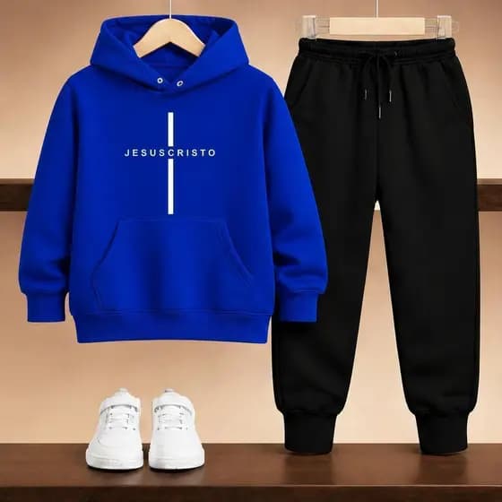 Conjunto frio juvenil e infantil moletom jesus cristo blusa religiao infantil premium tam 02 a 16