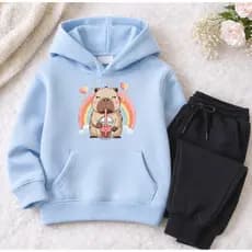 Conjunto Moletom Infantil Menina Capivara Flanelado Blusa de Frio Algodão Premium